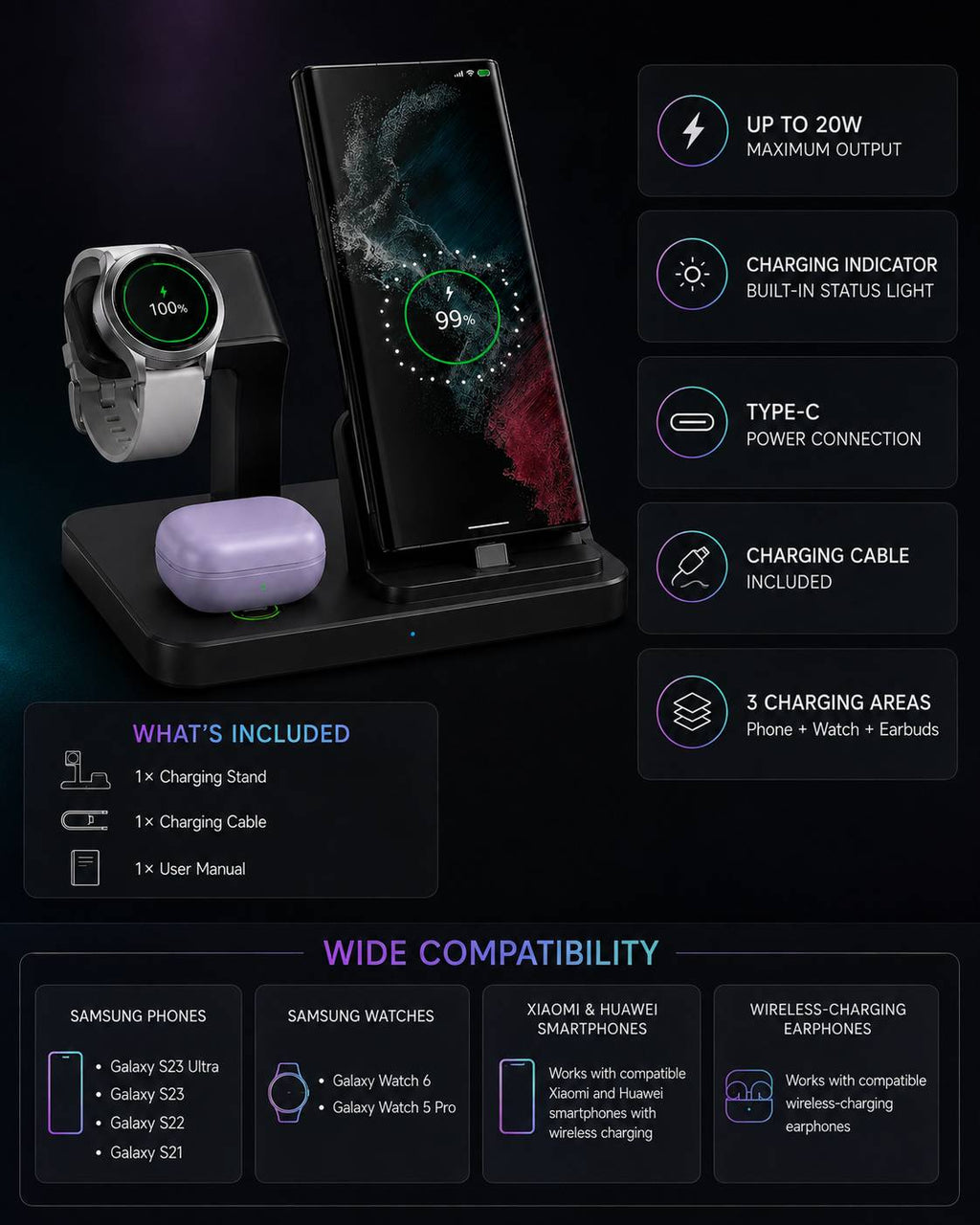 3-in-1 Wireless Charging Stand