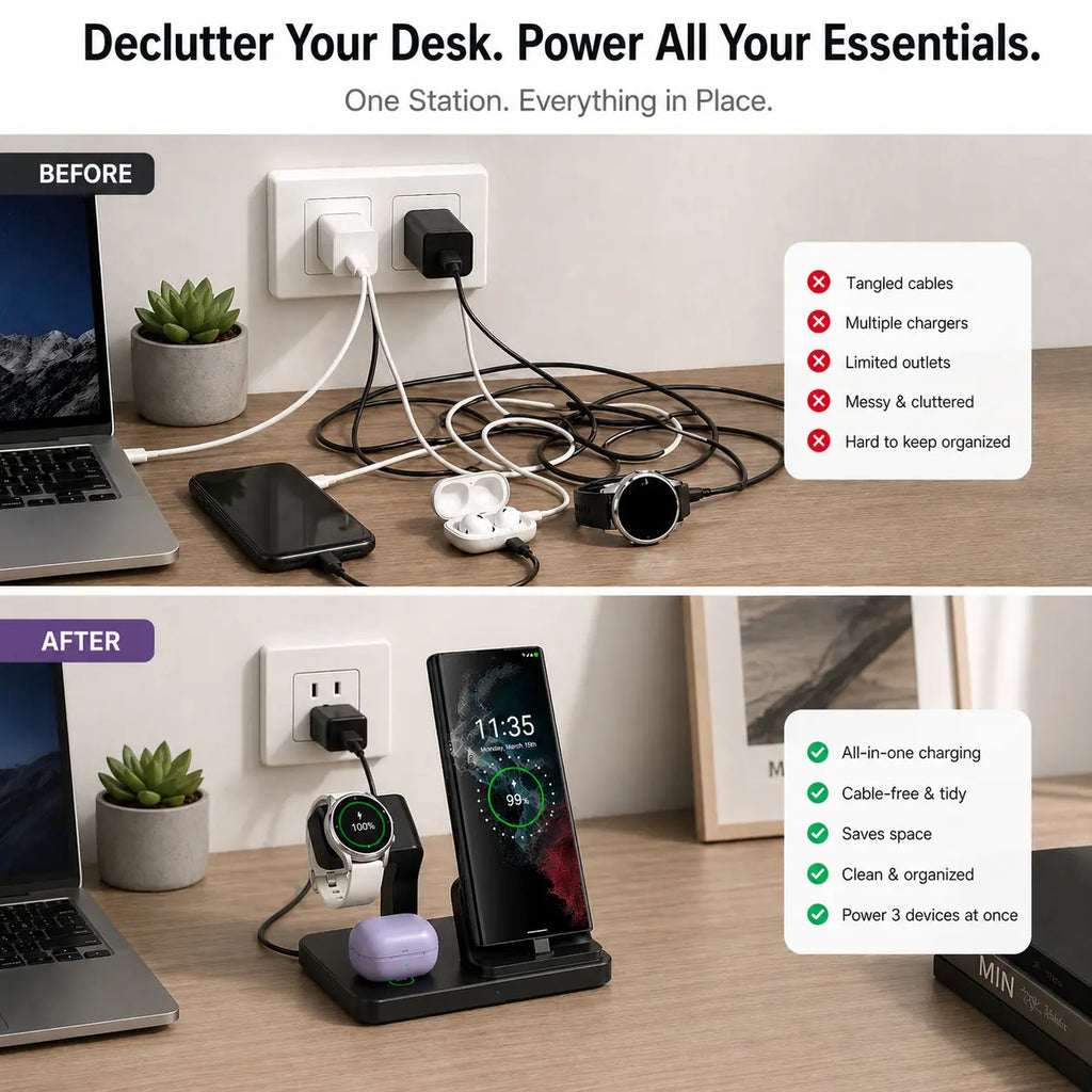 3-in-1 Wireless Charging Station - Samsung, Galaxy Watch & Earbuds