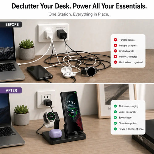 3-in-1 Wireless Charging Station - Samsung, Galaxy Watch & Earbuds