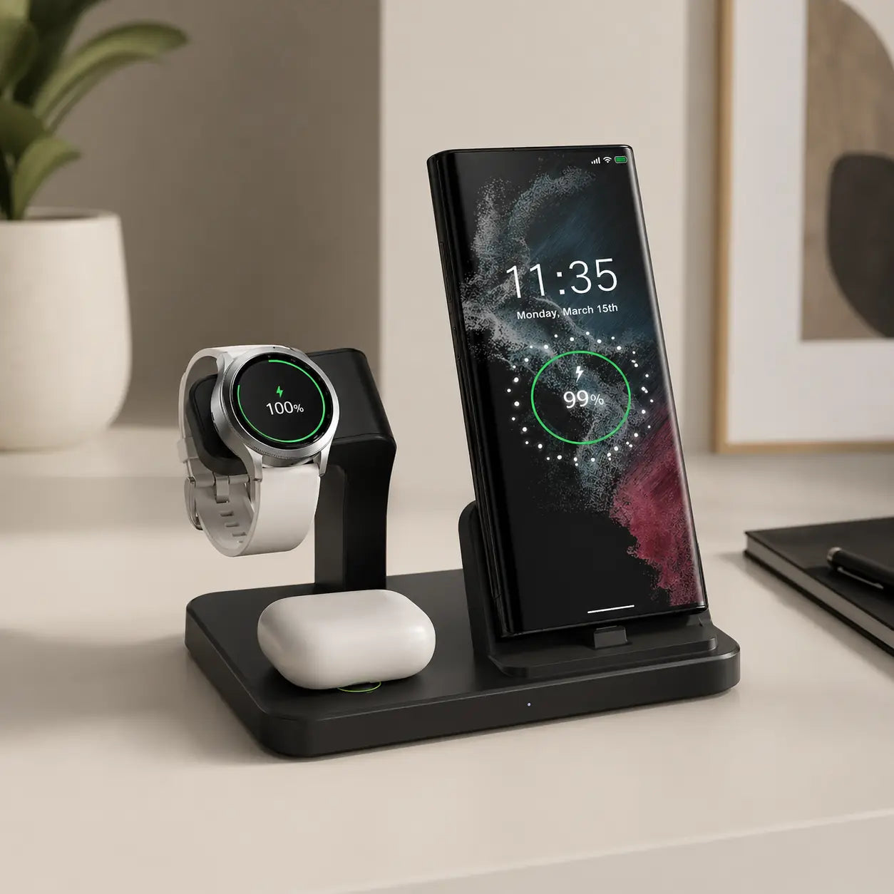 3-in-1 Wireless Charging Station - Samsung, Galaxy Watch & Earbuds