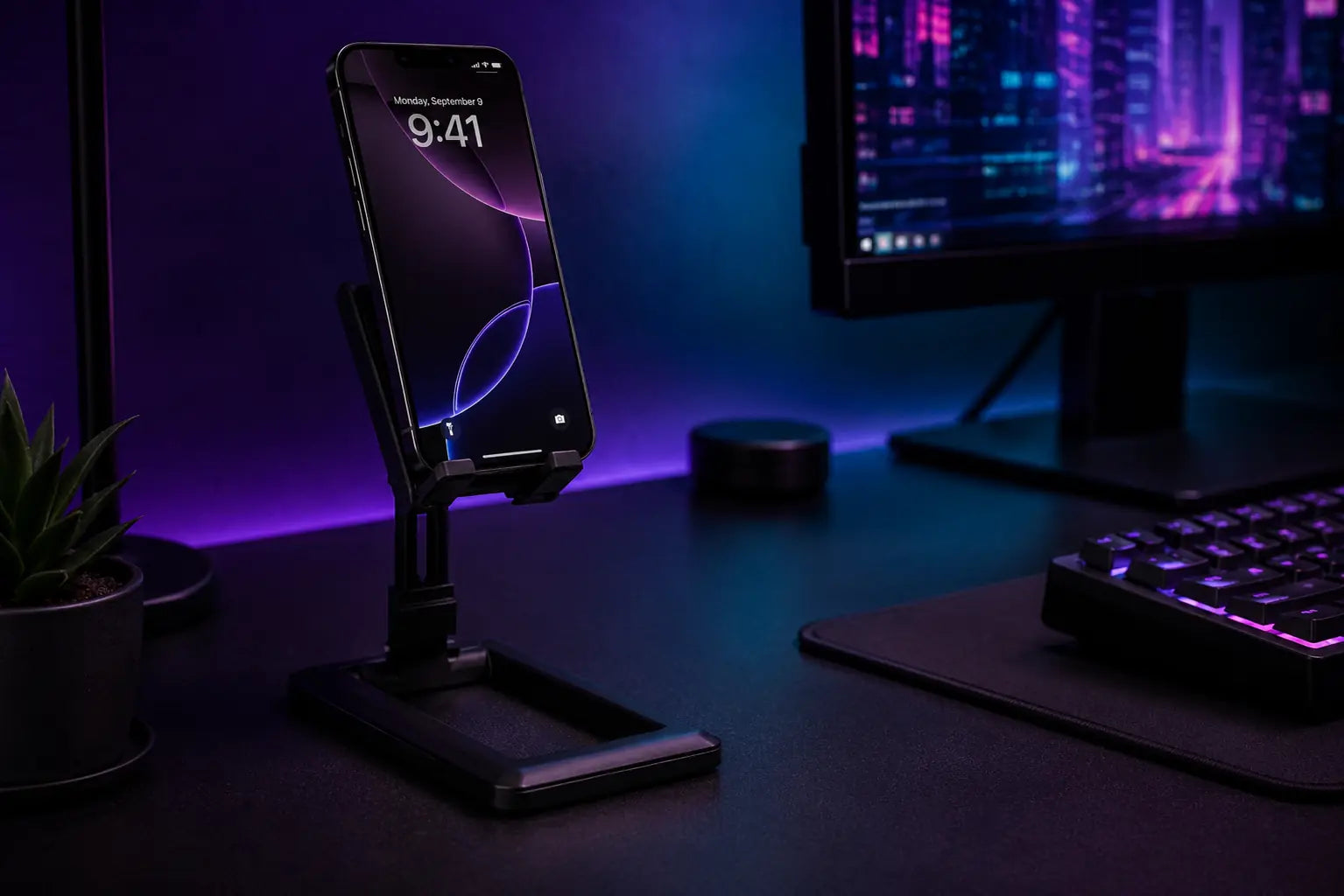Foldable Desk Stand for Phones & Tablets - Adjustable Height & Angle