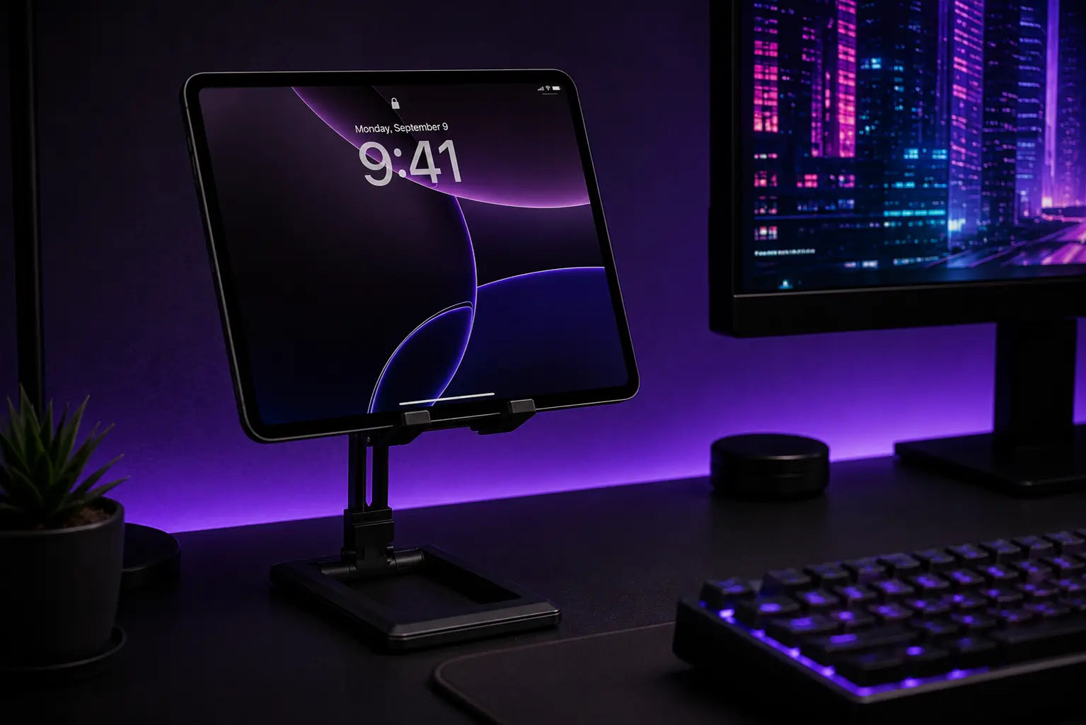 Foldable Desk Stand for Phones & Tablets - Adjustable Height & Angle